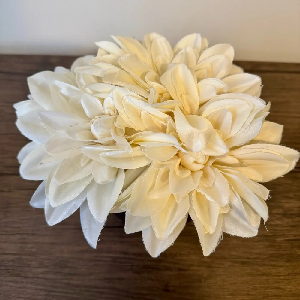Elegant Cream Faux Floral Arrangement in Black Vase
